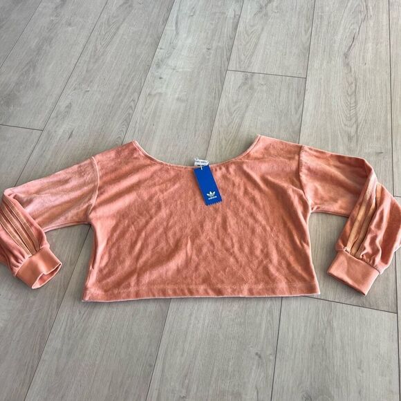 Adidas Velour Scoop Neck Crop Sweatshirt size S - Picture 5 of 7
